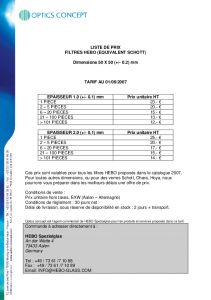 Liste de prix des verres colors HEBO 2007