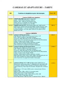 Caméras et adaptateurs : Tarifs