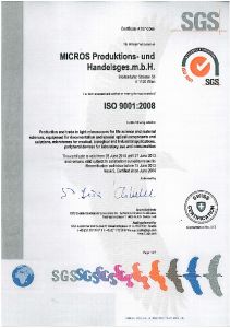 Certificat ISO MICROS