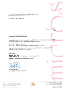 Certificat CE MCX50