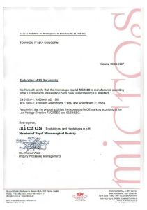 Certificat CE MCX300