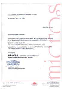 Certificat CE MCP300