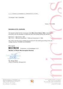 Certificat CE MZ1280